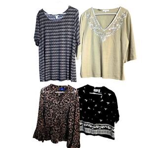 Women's 1X 14W 16W Tops Shirts Blouses Wholesale Bulk Lot 4 Plus Size